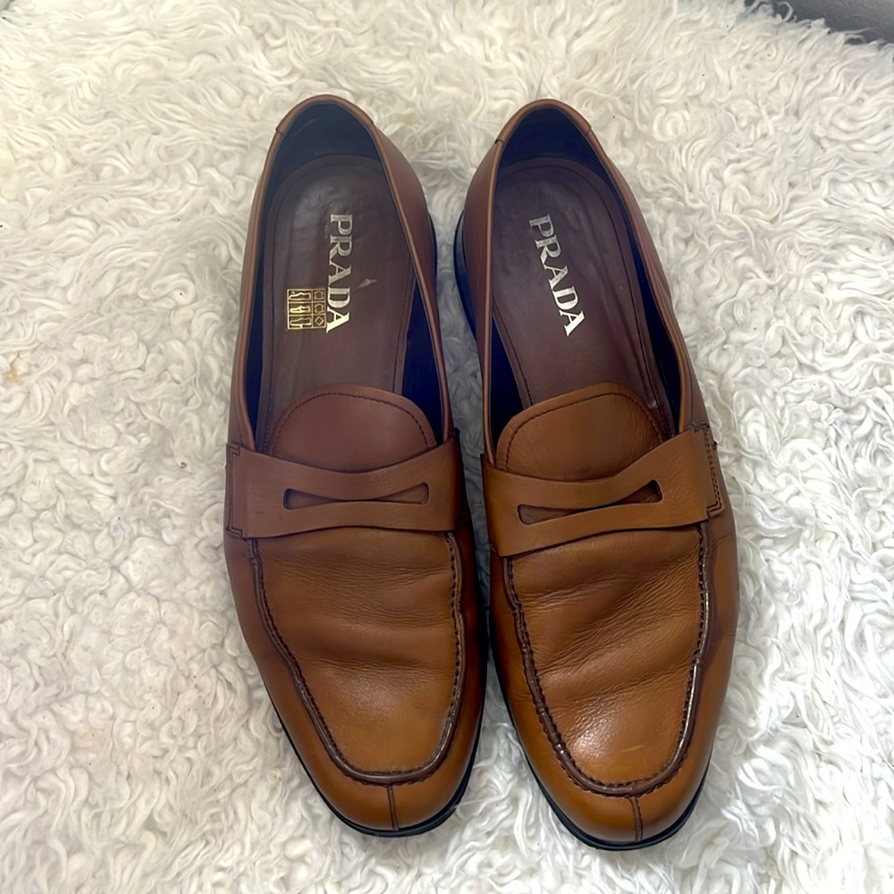 Prada Men's Brown Leather Loafers size 10.5 - Picture 2 of 12